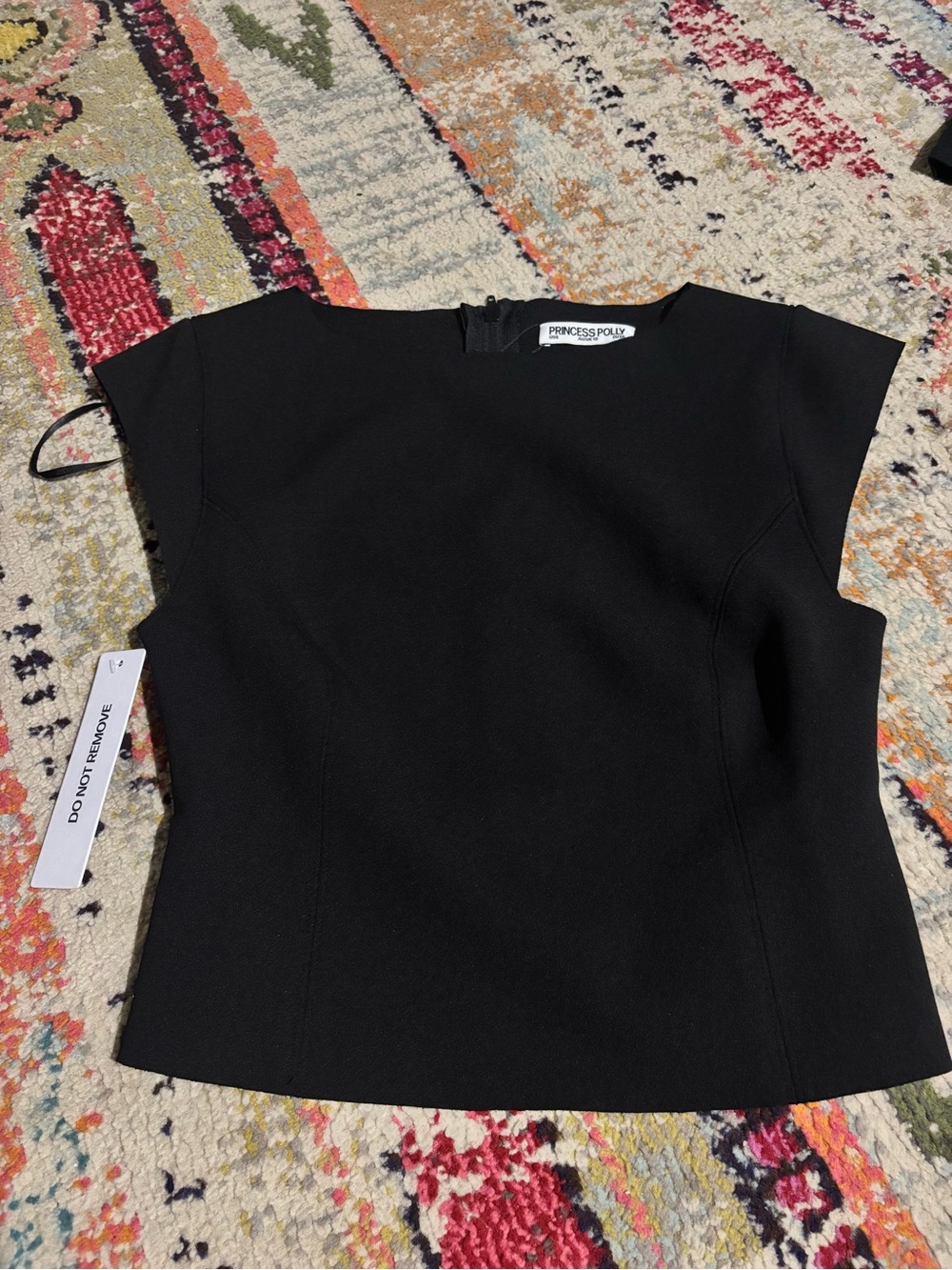 NWT Princess Polly Black Cap-Sleeve Structured Top